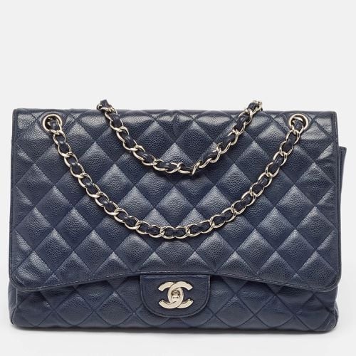 Chanel Navy Blue Quilted Caviar Leather Maxi Classic Single Flap Bag - Chanel - Modalova