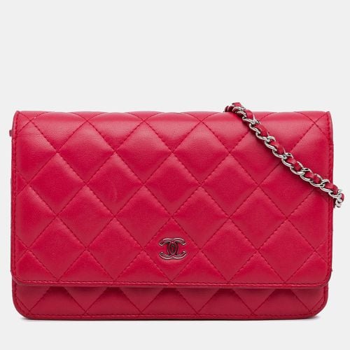 Chanel Dark Pink Lambskin Leather Classic Wallet on Chain - Chanel - Modalova