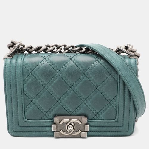 Chanel Blue Quilted Leather Double Stitch Small Boy Bag - Chanel - Modalova