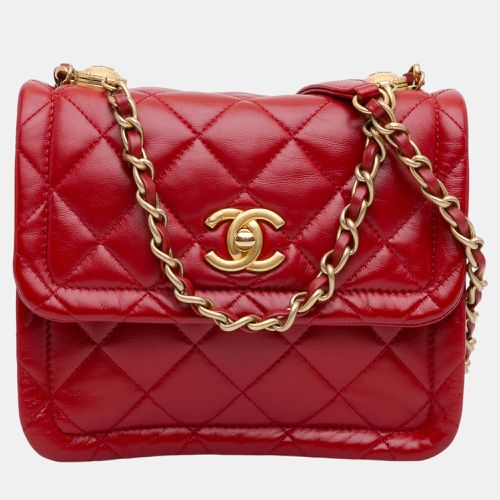 Chanel Red Lambskin Leather Mini Quilted Soft Square Flap Bag - Chanel - Modalova