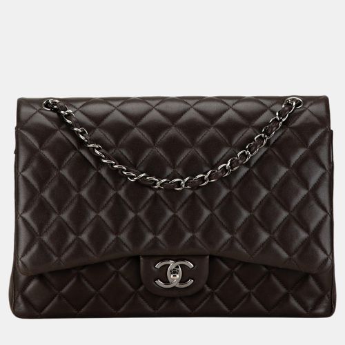 Chanel Black Lambskin Leather Maxi Double Flap Bag - Chanel - Modalova