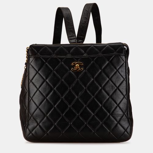 Chanel Black Lambskin Leather CC Quilted Backpack - Chanel - Modalova