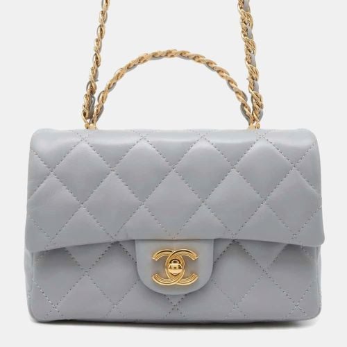 Chanel Grey Quilted Lambskin Top Handle Flap Bag - Chanel - Modalova