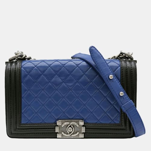 Blue Leather Medium Boy Shoulder Bag - Chanel - Modalova