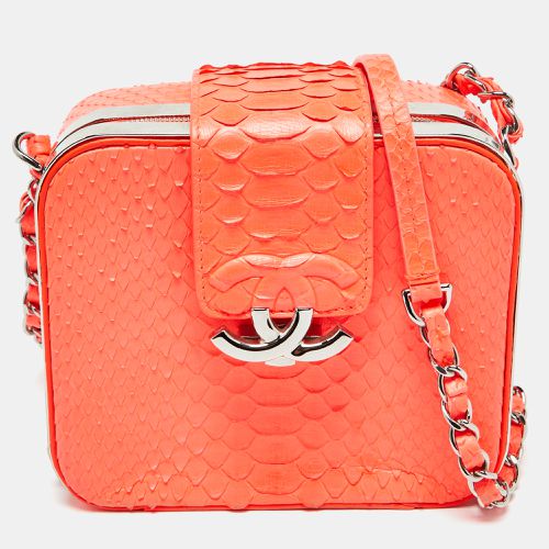 Chanel Neon Orange Quilted Python Mini CC Box Camera Bag - Chanel - Modalova