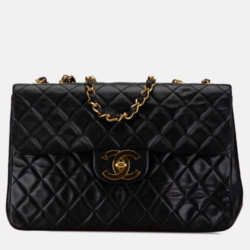 Chanel Black Lambskin Leather Maxi Classic Single Flap Bag - Chanel - Modalova