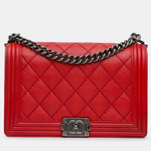 Lambskin Leather Medium Double Stitch Boy Flap Bag - Chanel - Modalova