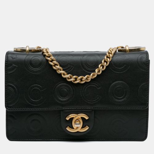 Chanel Black Metallic Calfskin Leather Embossed Circle C Flap Bag - Chanel - Modalova