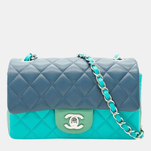 Chanel Navy Blue/Green Leather Mini Rectangular Flap Shoulder Bag - Chanel - Modalova