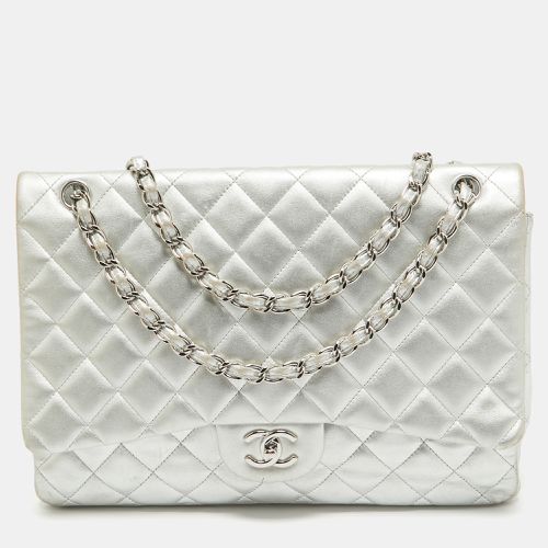 Chanel Silver Quilted Leather Maxi Classic Single Flap Bag - Chanel - Modalova