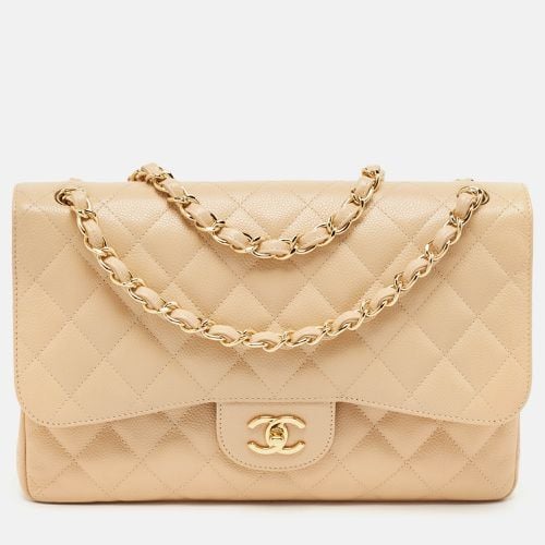 Chanel Beige Caviar Leather Jumbo Classic Double Flap Bag - Chanel - Modalova