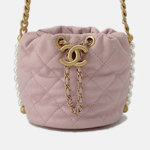 Chanel Light Pink Calfskin Quilted Pearl Mini About Pearls Drawstring Bucket Bag - Chanel - Modalova