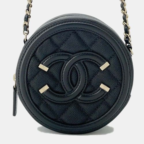 Chanel Black Leather CC Filigree Round Chain Shoulder Bag - Chanel - Modalova