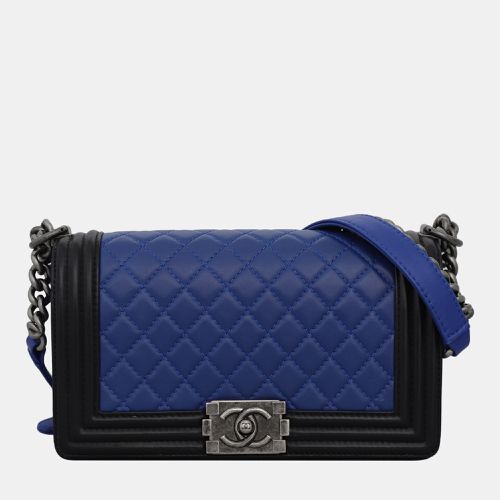 Blue/ Leather Medium Boy Shoulder Bag - Chanel - Modalova