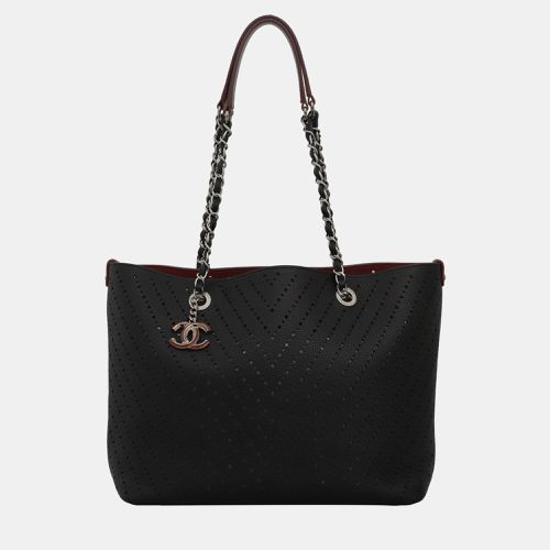 Chanel Black Caviar Perforated Leather Shopper Tote Bag - Chanel - Modalova