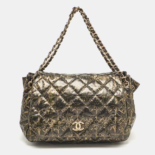 Chanel Black/Gold Quilted Printed Coated Nylon Accordion Flap Bag - Chanel - Modalova