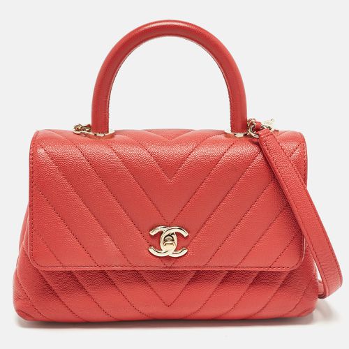 Chanel Brick Red Caviar Leather Mini Coco Top Handle Bag - Chanel - Modalova