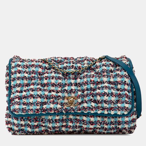 Chanel Blue Maxi Tweed Chesterfield Single Flap Bag - Chanel - Modalova