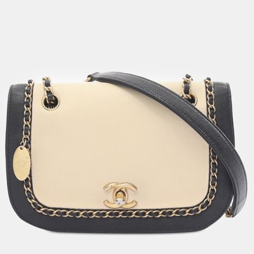 Chanel Black/Beige Lambskin and Caviar Chain Around Crossbody Bag - Chanel - Modalova