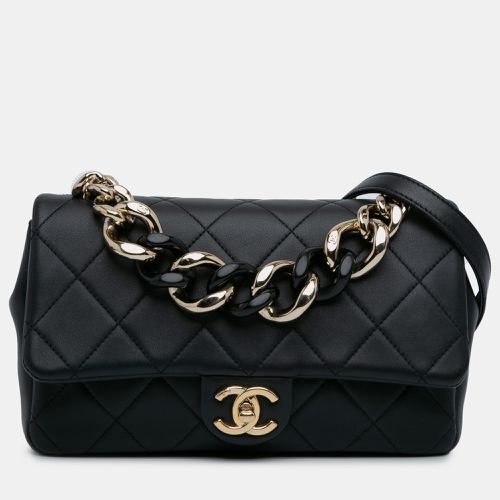 Chanel Black Lambskin Leather Small Elegant Chain Single Flap Bag - Chanel - Modalova