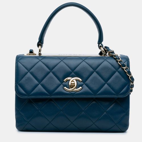 Chanel Navy Blue Quilted Lambskin Leather Small Trendy Bag - Chanel - Modalova