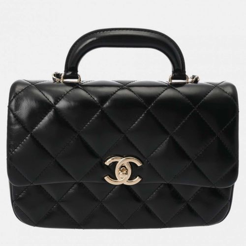 Chanel Black Shiny Lambskin Quilted Coco Trip Flap Bag - Chanel - Modalova