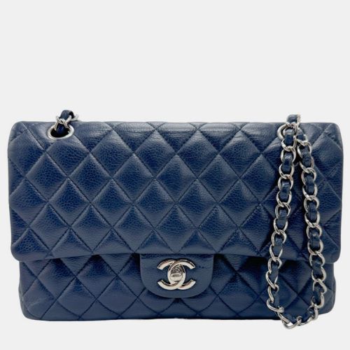 Chanel Navy Blue Leather Medium Classic Double Flap Shoulder Bag - Chanel - Modalova