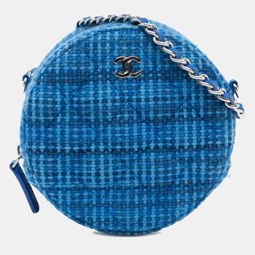 Chanel Blue Quilted Tweed Round Clutch With Chain - Chanel - Modalova