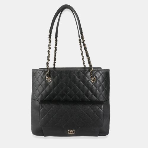 Chanel 19C Black Quilted Caviar Front Pocket Large Shopping Bag - Chanel - Modalova