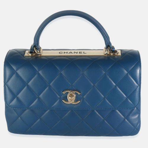 Navy Quilted Lambskin Medium Trendy Top Handle Bag - Chanel - Modalova