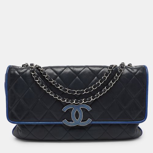 Chanel Navy Blue Quilted Leather Divine Flap Bag - Chanel - Modalova