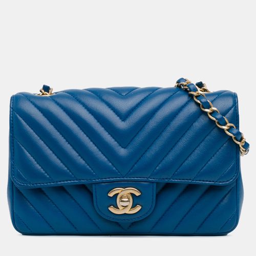 Chanel Blue Rectangular Classic Chevron Lambskin Mini Single Flap Bag - Chanel - Modalova