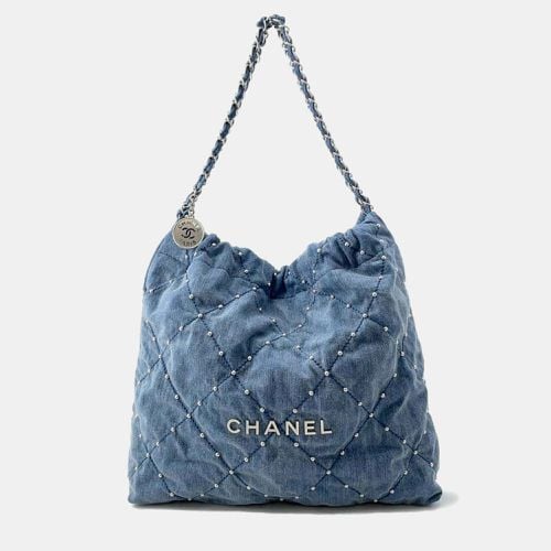 Denim Faux Pearl Studs 22 Shoulder Bag - Chanel - Modalova