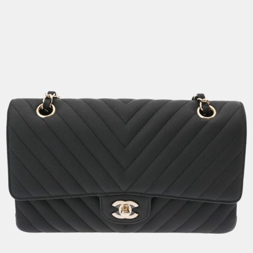 Chanel black caviar skin V-stitched chain shoulder bag 25cm - Chanel - Modalova