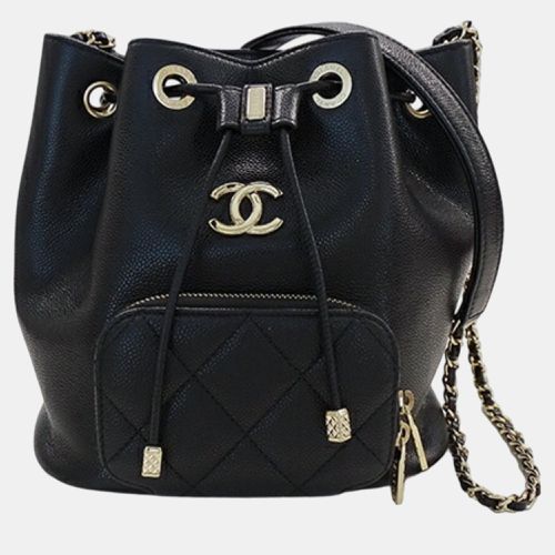 Chanel Black Caviar Skin Matelasse Chain Shoulder Bucket Bag - Chanel - Modalova