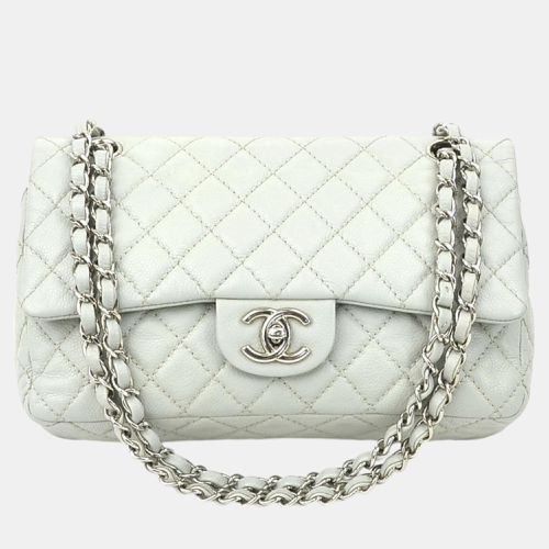 Chanel Light Blue Gray Silver Caviar Skin Leather Matelasse Double Flap Bag - Chanel - Modalova