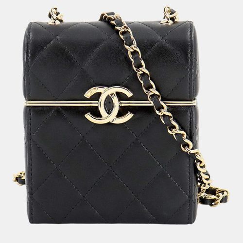 Chanel Black Leather Matelasse Box Chain Shoulder Bag - Chanel - Modalova