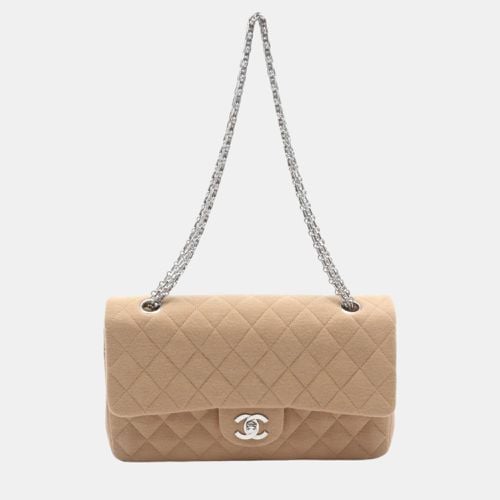 Chanel Beige Cotton Jersey 2.55 Matelasse Coco Mark Double Flap Shoulder Bag - Chanel - Modalova