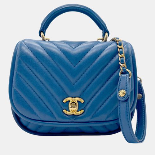 Chanel Blue Gold Leather V Stitch Handbag - Chanel - Modalova