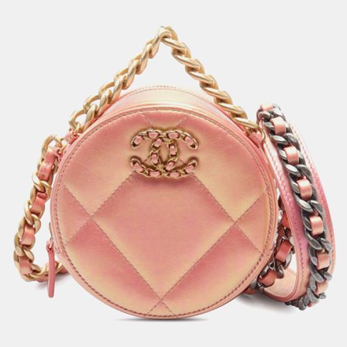 Chanel Pink Leather Iridescent 19 Round Clutch with Chain - Chanel - Modalova