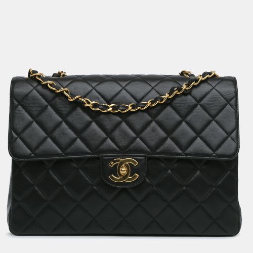 Chanel Black Leather Classic Lambskin Single Flap Jumbo Bag - Chanel - Modalova