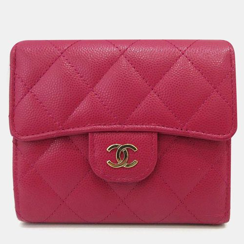 Chanel Pink Leather Compact Wallet - Chanel - Modalova