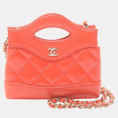 Chanel Red Shiny Lambskin Chain Clutch Shoulder Bag - Chanel - Modalova