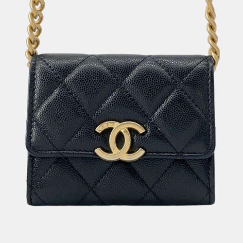 Chanel Black Caviar Skin Matelasse Coco Mark Chain Wallet Wallet - Chanel - Modalova