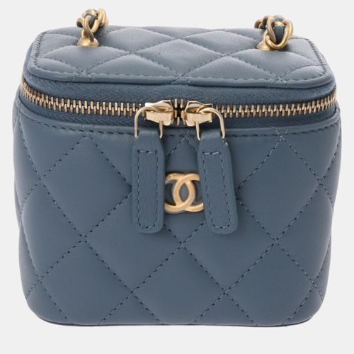 Chanel Blue Navy Lambskin Matelasse Coco Ball Chain Pouch - Chanel - Modalova