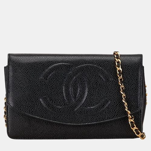 Chanel Black Caviar Skin Leather Coco Mark Chain Wallet - Chanel - Modalova