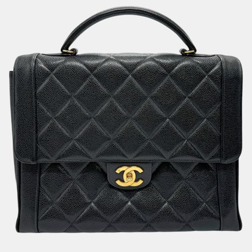 Chanel Black Gold Caviar Skin Leather Matelasse Handbag - Chanel - Modalova