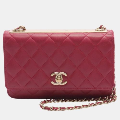 Chanel Red Lambskin Matelasse Chain Wallet - Chanel - Modalova