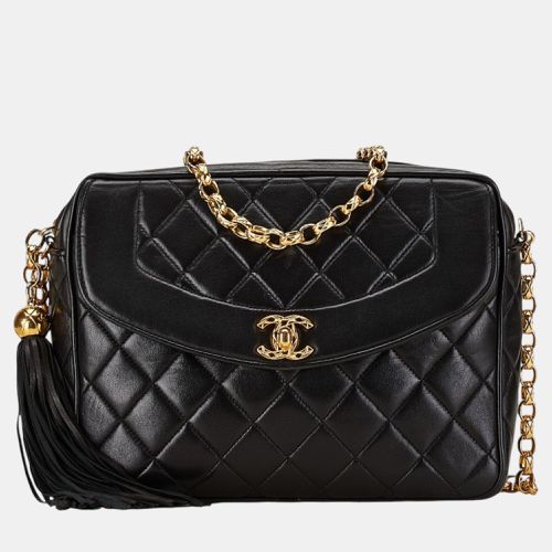 Chanel Black Lambskin Matelasse Coco Mark Chain Shoulder Bag - Chanel - Modalova