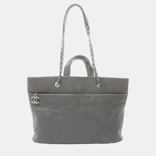 Chanel Grey Caviar Skin Matelasse Tote Bag - Chanel - Modalova